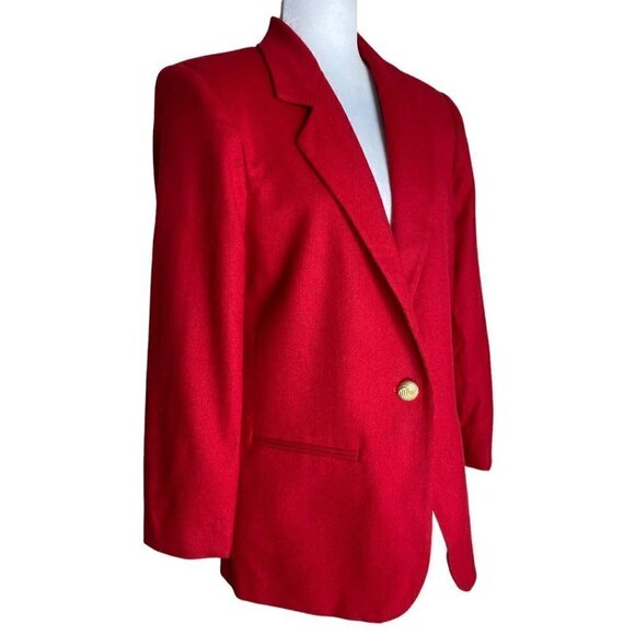 VINTAGE 90s Oversized Blazer Jacket 100% Wool Savannah Women's Sz 8 PETITE - Picture 3 of 9